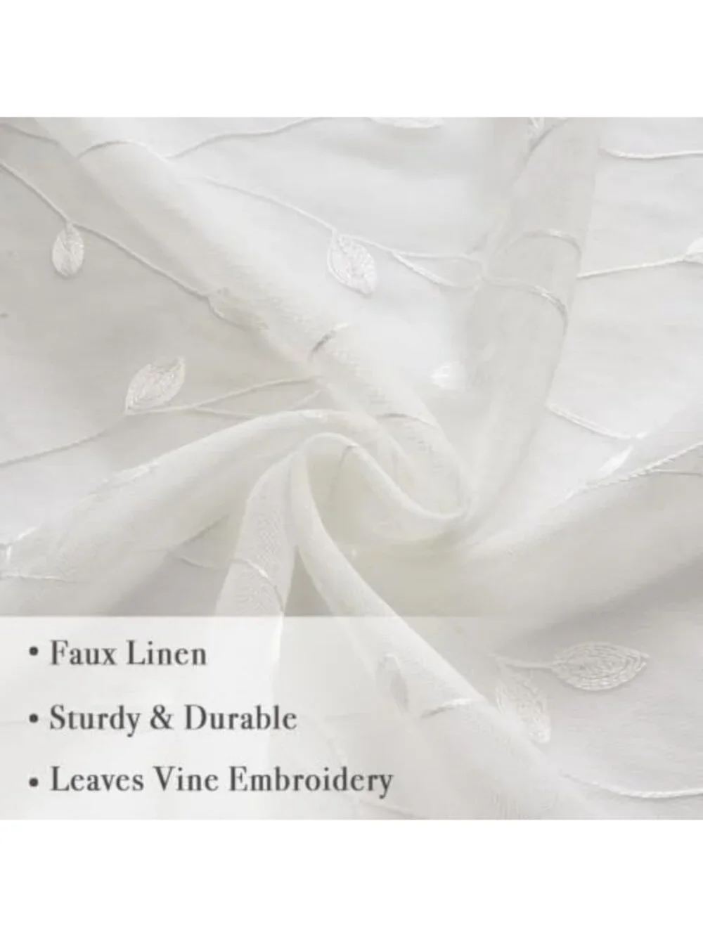 White Leaf Linen Sheer Curtains - 54
